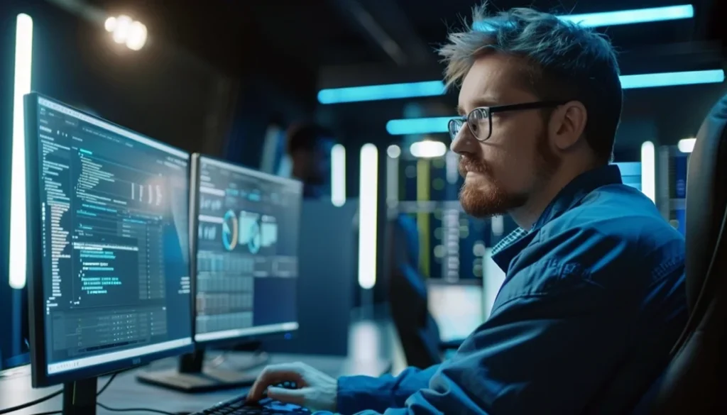 software developer on computer
